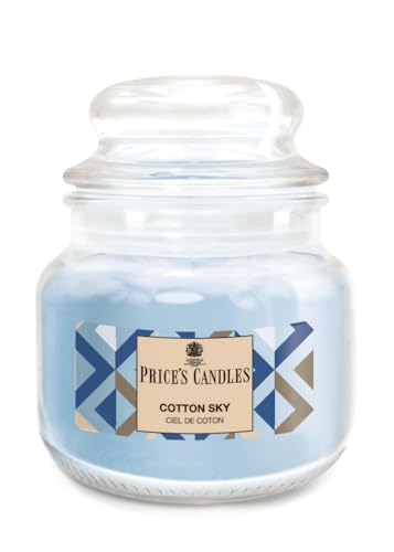 Image of Price’s Candles Cotton Sky Scented Candle – Small Glass Jar, Up to 30 Hours Long Burn Time, Fresh Floral & Citrus Clean Home Fragrance