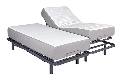 HÄUSBED | Cama articulada eléctrica Matrimonio con colchón viscoelástico RESISTEX® | Somier articulado 5 Planos con Doble Motor y Mando inalámbrico | Sistema Duo | 2 Lechos (160x190 (2 Unids))