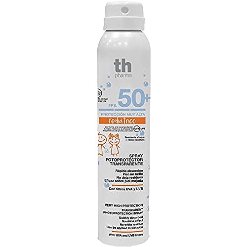 Thader Th Pharma Spray Fotoprotector Transparente Pediátrico resistente al agua y a las fricciones, F.P.S 50+, 250 ml