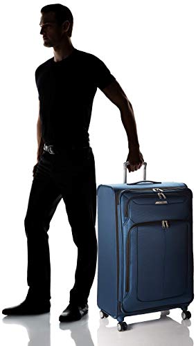 Image of Samsonite Solyte DLX Softside Expandable Luggage with Spinner Wheels, Mediterranean Blue, Checked-Large 29-Inch