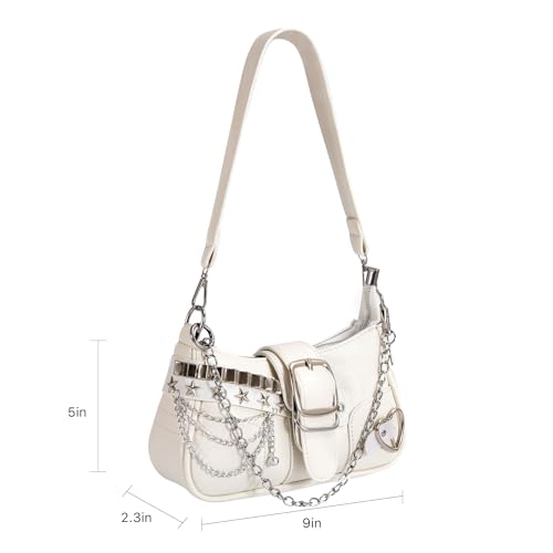 Image of Cute Y2k Purse for Women, Star Embroidery Pattern with Chain Strap Shoulder Bag, Goth Style Cute Mini Purse
