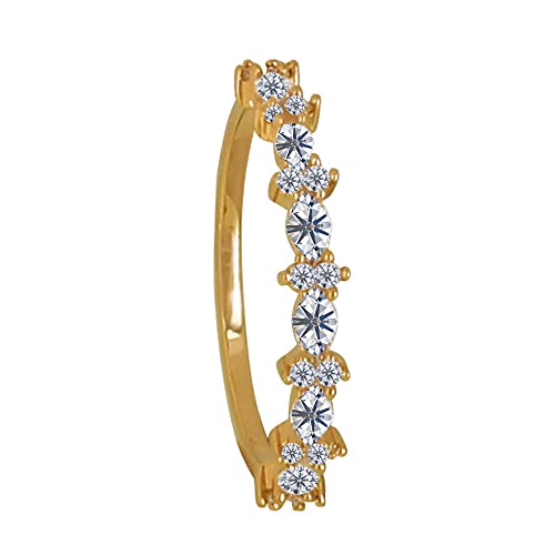 Bague plaqué or couronne strass ronds ovales bague femme élégante moderne