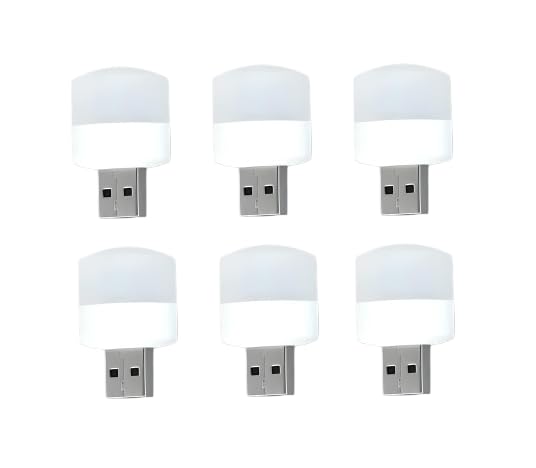 Café Cosmetics Plug-in Mini USB LED Night Light - Flexible Portable Bulb - White - Pack of 6