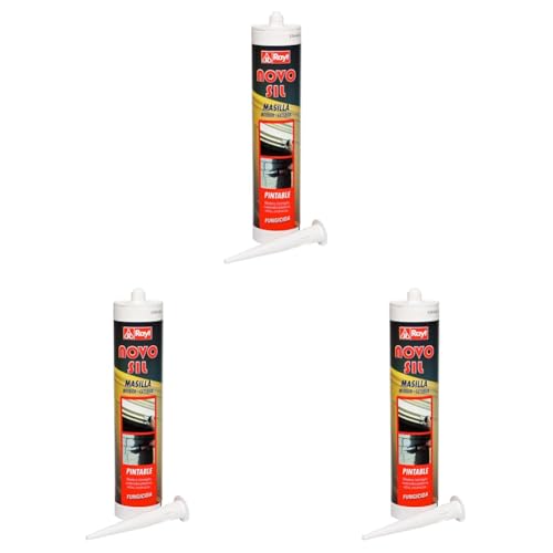 RAYT-NOVOSIL INT.-EXT. PINTABLE - 1629-02 Masilla blanca en cartucho para sellados, interior-exterior, pintable - 300 ml (Paquete de 3)