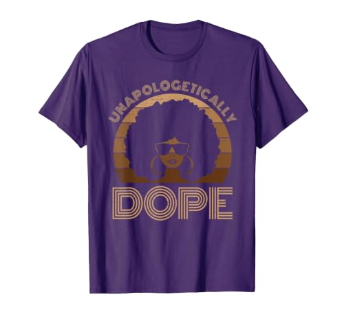 Unapologetically Dope Melanin Afro Queen Black History Month T-Shirt, Men, Purple, Large