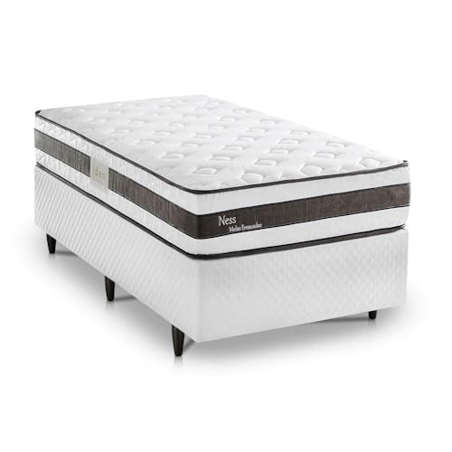 Cama Box Solteiro Herval Ness com Molas Ensacadas, 65x88x188 cm