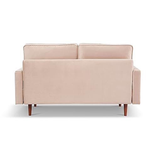 American Furniture Classics Beige 69 Inch Wide Upholstered Two Cushion Sofa with Bolster Pillows Velvet, 69\" x 32\" x 37\" - Thumbnail 7