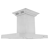 ZLINE 36 in. Island Mount Range Hood in Stainless Steel with Built-in CrownSound Bluetooth Speakers (KE2iCRN-BT-36)