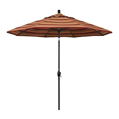 California Umbrella 9′ Rd Pacific Trail Series Aluminum Patio Umbrella, Crank Lift, Push Button Tilt, Bronze Finish, Sunbrella Astoria Sunset Fabric,GSPT908117-56095