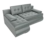 BROMARKT Ecksofa KASTELL 2 L-Form Schlafsofa Wohnlandschaft Links/Rechts Couch, Bettkasten,Schlaffunktion,viele Farbvarianten (Links,Monolith 85 – Grau, h80 x t141 x b200 cm)
