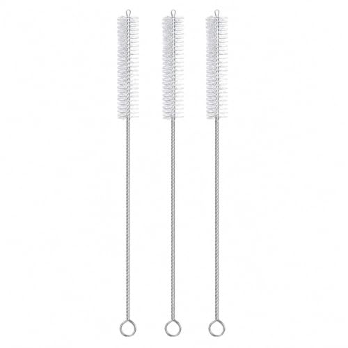 Kit 3 Escovas para Limpeza de Canudos Reutilizáveis | Escova para Canudo de Inox, Vidro, Silicone e Plástico – Cerdas de Nylon e Haste Inoxidável