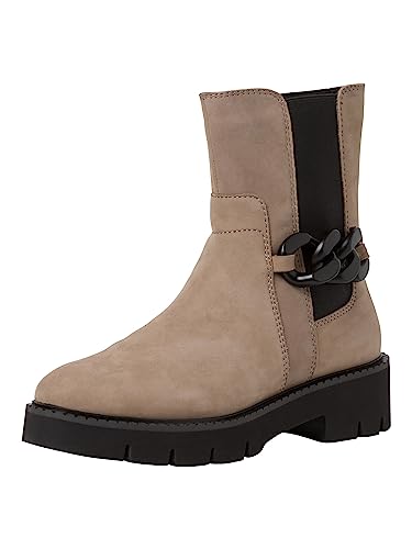 Tamaris COMFORT Damen Chelsea Boots aus Leder mit Reißverschluss Comfort Fit, Braun (Taupe), 40 EU – Ansicht 1