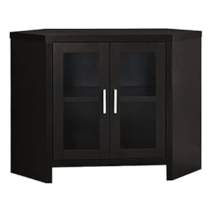 Monarch Specialties Cappuccino Corner with Glass Doors TV Stand, 42″, Brown