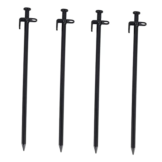 YARNOW 4 Pçs Moída Estaca De Marmota Mochila Barraca Ao Ar Livre Estacas Barraca Para Acampar Lona De Acampamento De Metal Preto Estacas Família Estacas Acessórios Para Caminhada