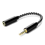 TNP Headphone Extender 3.5mm Audio Jack Extension Adapter - AUX Auxiliary Stereo Headset Connector Male to Female Plug 4 Pole for iPhone Android Smartphone Battery Case Speaker (6 Inch)