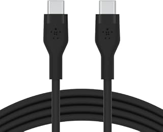 Belkin BoostCharge Flex Silikonowy kabel USB C do C, certyfikat USB-IF, szybkie ładowanie Power Delivery dla MacBooka Pro, iPada Pro, iPhone 15, Galaxy S24, S23, Pixel i innych, 2 m - czarny