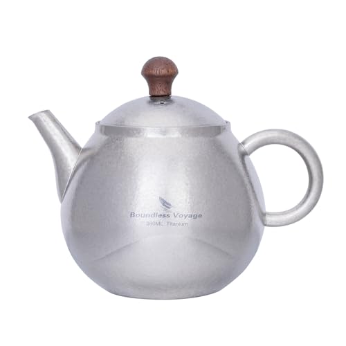 Boundless Voyage Titanium Camping Tea Kettle 380ml / 12.85Oz Ultralight Teapot Portable Water Boiler for Tea Coffee Ti3107D