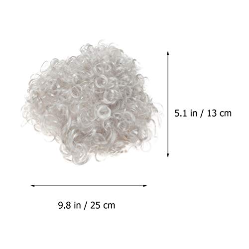 STOBOK Encaracolado Peruca Fofa Vovó Peruca Cabelo Sintético Cinza Branco Cosplay Party Dress Masque