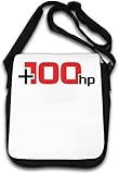 Dimensioni: 18 x 21 x 6 cm + 100 Horse Power Up Drag Race Racing Borsa a tracolla bianca
