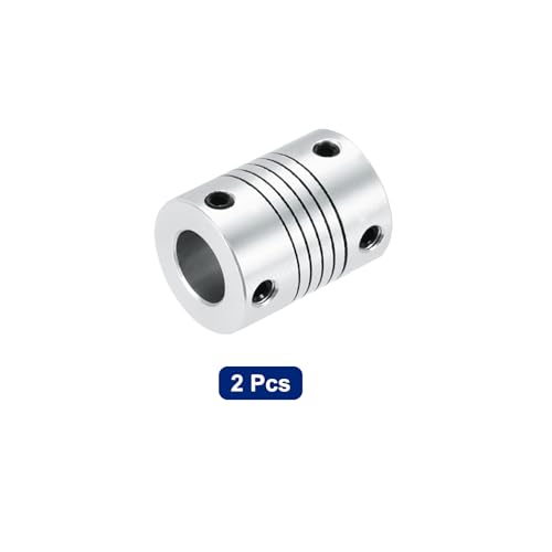 QUARKZMAN 2 Stück 6mm bis 10mm Aluminiumlegierung Wellenkupplung L24.5xD19 Flexibler Kupplungsstrahl für 3D-Drucker CNC-Maschine DIY-Encoder Motorenwelle, Silber