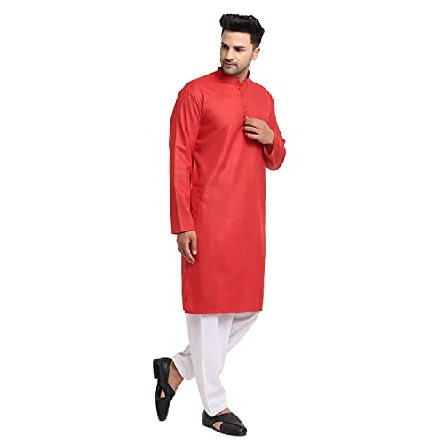 Image of Royal Kurta Mens Cotton Solid Pattern Kurta and Salwar Set