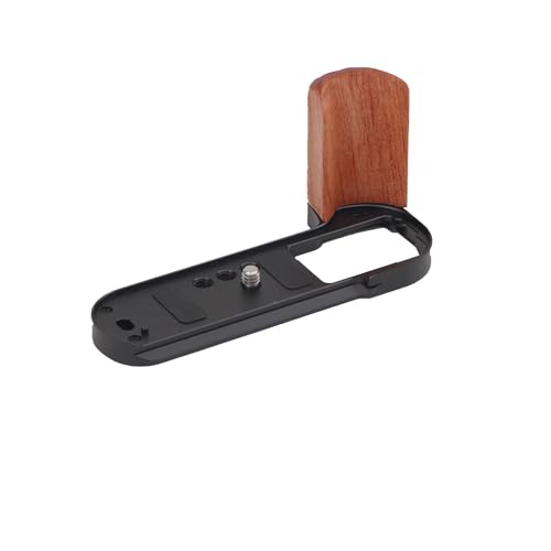 SZZCNOX XT50 Retro Wooden Handle Grip for Fujifilm, Vintage L-Shaped Micro Camera Mounting Baseplate, Metal Frame Quick Release L Plate Grip for FUJIFILM XT50 Camera Accessories (Black)