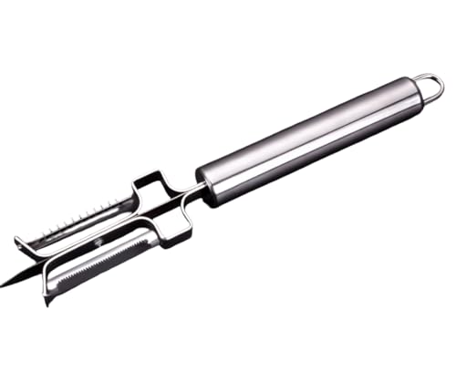 Image of 3-in-1 Stainless Steel Vegetable Peeler with Julienne & Serrated Blades - Multifunction Fruit & Veggie Peeler with Ergonomic Grip for Easy Kitchen Prep