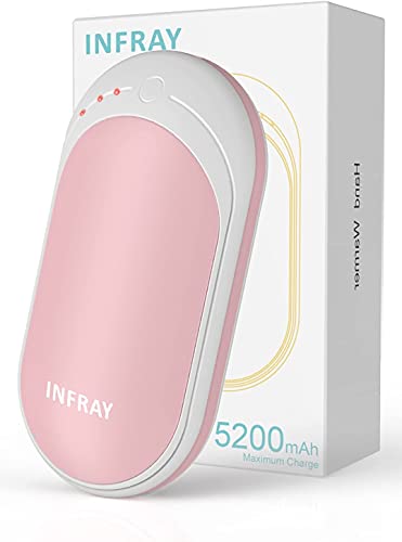 infray Handwärmer, USB wiederaufladbare 5200mAh Power Bank Elektrische Handheizung Doppelseitige Heizung Tasche Handwärmer, Perfekte Winter Geschenk für Frauen Männer - Pink Cover