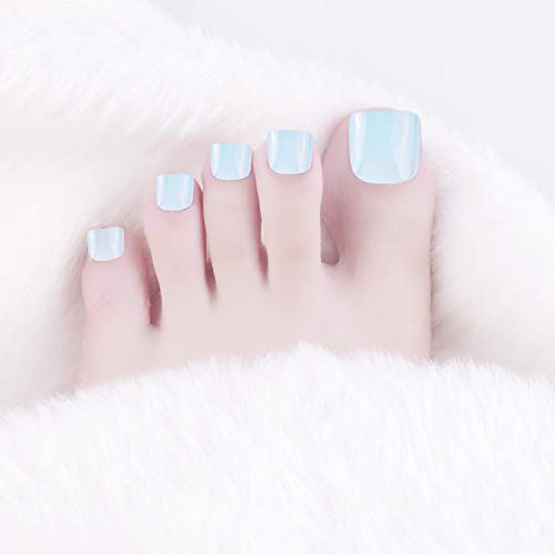 SIUSIO 96Pcs Colorful Fake Toe Nails Full Cover UV Top Coat Covered False Gel Nails Foot Art Tips Sets (Mint Green Pink Purple Series)