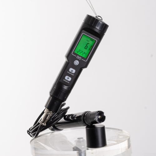 Medidor digital de oxígeno disuelto portátil kit de prueba de oxígeno disuelto con electrodo para estanques, acuario, acuicultura, medidor para tanque de agua con rango de...