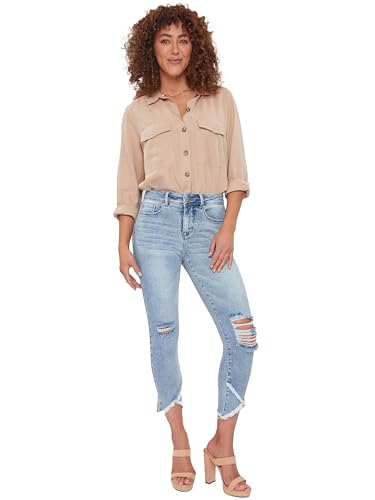 Royalty For Me Womens Women's Petite Vintage High Rise Tulip Ankle Jeans4