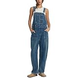 Women's Denim Bib Overalls Casual Adjustable Strap Jean Jumpsuit Denim Romper With Pockets