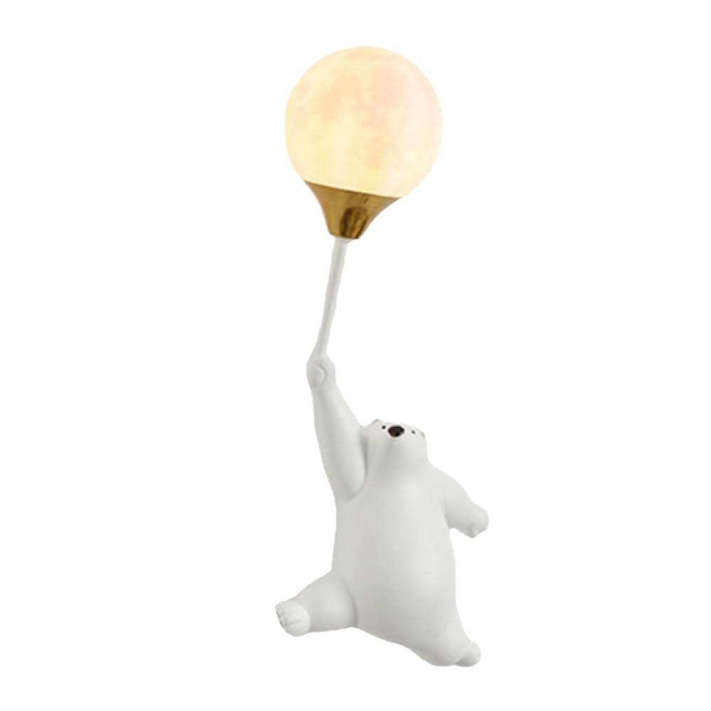 Lampa ścienna LED w kształcie kreskówki - niedźwiedź trzymający balon, gniazdo G9, globus z nadrukiem 3D, klosz z polietylenu, urocza artystyczna dekoracja do pokoju dziewczęcego