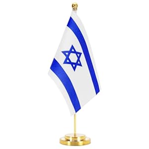 Israeli Desk Flag Set Israel Table Flag With Stainless Steel Stand Base for International Conference Israel Theme Party Home Office Event Celebration Decor by JarThenaAMCS