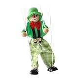 QUXVUIS Marioneta de cuerda para tirar, marioneta de mano colorida Vintage, juguete interactivo para ejercicio, payaso, juguete artesanal, teatro escolar, Verde