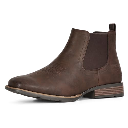 IUV Wide Cowboy Boots For Men Ankle Boots Western Boot Casual Dress Slip On Chelsea Men