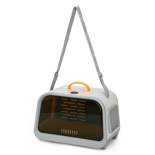 Angodaペットバッグ キャリーケージ 大容量 快適 通気性 持ち運び易い 耐久性 スペースケージ ハンドルクッション付き 中大型ネコ小型イヌ用 キャンプ用アウトドア用に適した (灰)