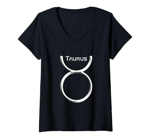 Womens Minimalist logo of the TAURUS zodiac sign. V-Neck T-Shirt