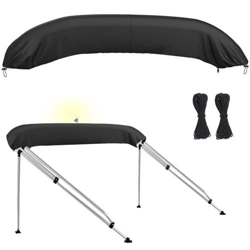Bimini Top Storage Boot Cover Waterproof & UV-Resistant Fits 3 Bow/4 Bow Bimini Tops Easy Install with Adjustable Straps Marine-Grade Boat Cover for Outdoor Protection (97-103 Width)