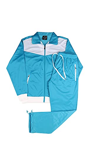 Men Classic Full Zip Track Jacket And Jogging Track Pant Active Wear Sports Tracksuit Set (Turquoise Blue, 3Xl) #TOP30