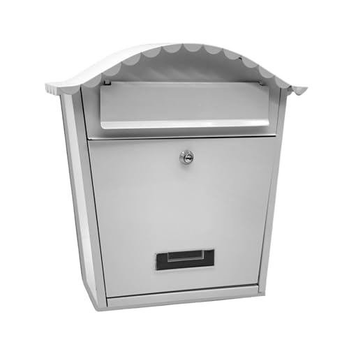 WEIDA Buzón Exterior de Acero INOX Individual | Buzones de Correos Exterior Resistentes, Elegantes, Antilluvia, Tamaño M 36,5x37x13,5 cm | Buzón de Correos Seguro, Cerradura Frontal con Llave (Gris)