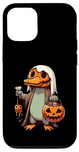 怖いハロウィーン カモノハシ ゴースト 不気味なキャンディバッグ スマホケース iPhone 12/12 Pro 用
