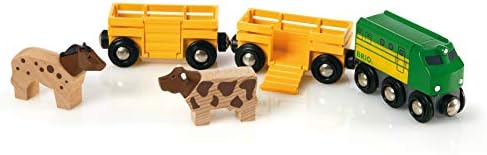 Brio World 33404 - Farm Train - 5 Piece Wooden Toy Train Set for Kids Age 3 and Up