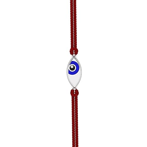 Image of KuberBox 925 Sterling Silver Evil Eye Silver Rakhi For Brother