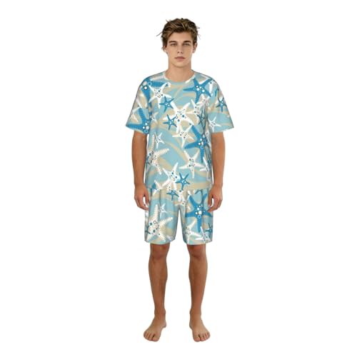 Pyjama court homme contre la chaleur nocturne ensemble léger étoile de mer pour dormir au frais