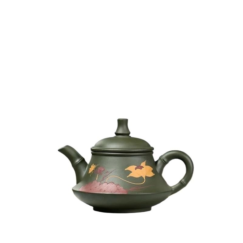 Bouilloire Chinoise 240 ML en Argile Violette, fabriquée à la Main, avec Filtre, en Terre Crue Verte. Service à thé Chinois Zisha.
