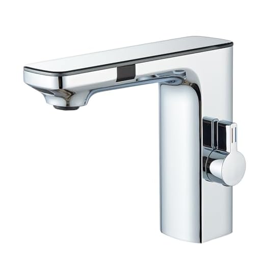 Hevenaov Infrarot Sensor Wasserhahn Bad Chrom, Automatisch Sensor Mischbatterie Bad Digitalanzeige Bildschirm Warmes Kaltwasser Mischbatterie Armatur Waschbecken