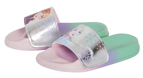 Disney Elsa Anna La Reine des Neiges 2 Sandales d'été légères et imperméables pour enfants Motif arc-en-ciel dégradé, rose/violet, 28 EU