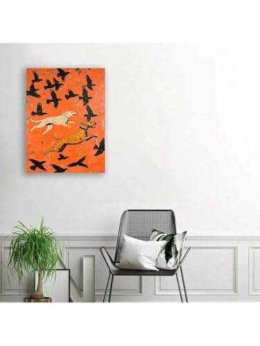 Affiche sur toile abstraite d'animaux en mouvement 80x120 cm sans cadre pour salon