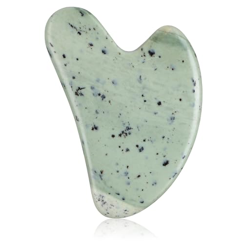 Gua Sha Facial Tools Guasha Tool Gua Sha Jade Stone for Face Skincare Facial Body Acupuncture Relieve Muscle Tensions Reduce Puffiness Festive Gifts (Yellow-green)